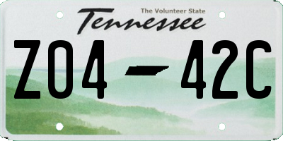 TN license plate Z0442C