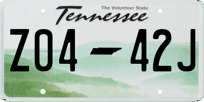 TN license plate Z0442J