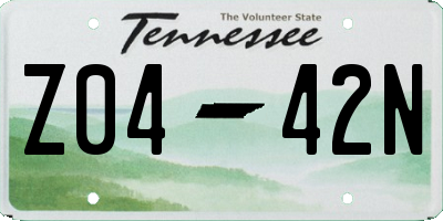 TN license plate Z0442N