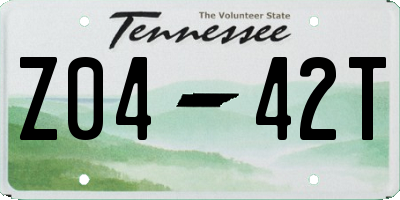 TN license plate Z0442T