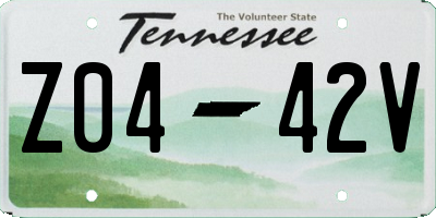 TN license plate Z0442V