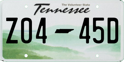 TN license plate Z0445D