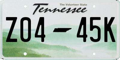 TN license plate Z0445K