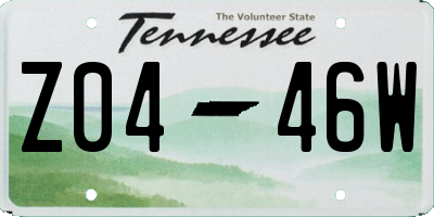 TN license plate Z0446W