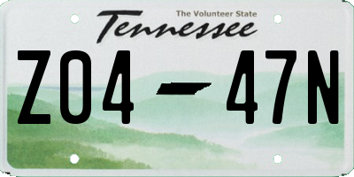 TN license plate Z0447N