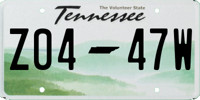 TN license plate Z0447W