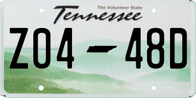 TN license plate Z0448D