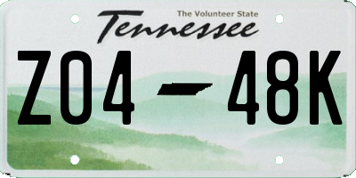 TN license plate Z0448K