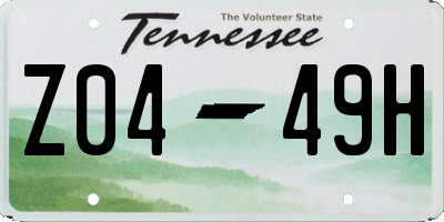 TN license plate Z0449H