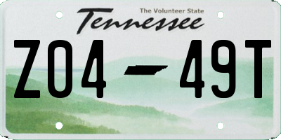 TN license plate Z0449T