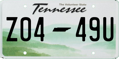 TN license plate Z0449U