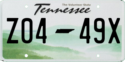 TN license plate Z0449X