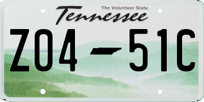TN license plate Z0451C