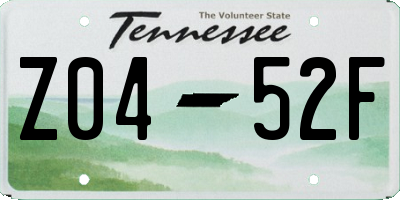 TN license plate Z0452F