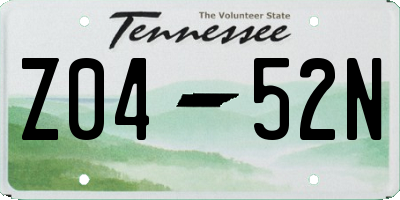 TN license plate Z0452N
