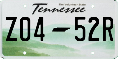 TN license plate Z0452R