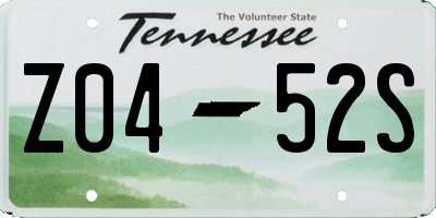 TN license plate Z0452S