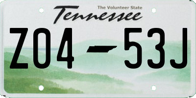 TN license plate Z0453J