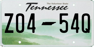 TN license plate Z0454Q