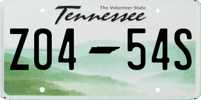 TN license plate Z0454S