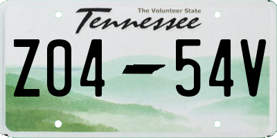 TN license plate Z0454V