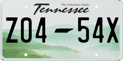 TN license plate Z0454X