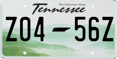 TN license plate Z0456Z