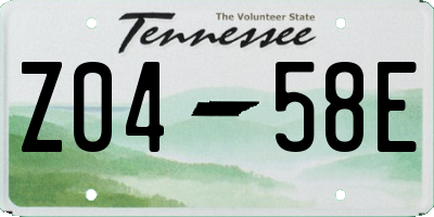 TN license plate Z0458E
