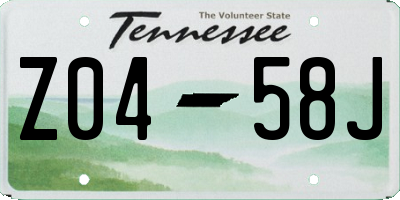 TN license plate Z0458J