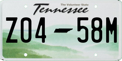 TN license plate Z0458M