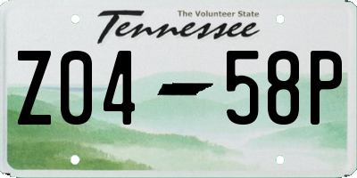 TN license plate Z0458P