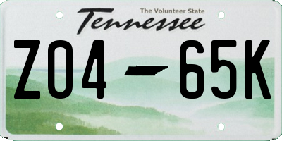 TN license plate Z0465K
