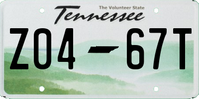 TN license plate Z0467T