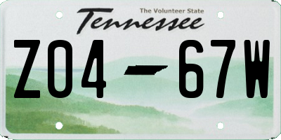 TN license plate Z0467W
