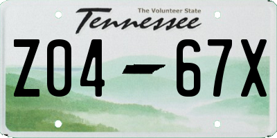 TN license plate Z0467X