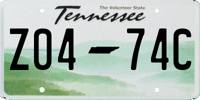 TN license plate Z0474C