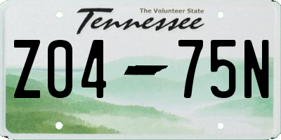 TN license plate Z0475N