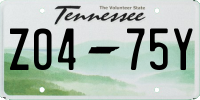 TN license plate Z0475Y