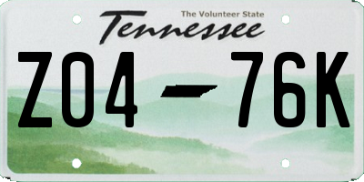 TN license plate Z0476K