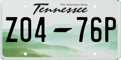 TN license plate Z0476P