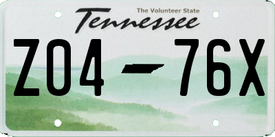 TN license plate Z0476X