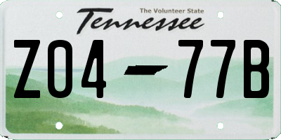 TN license plate Z0477B