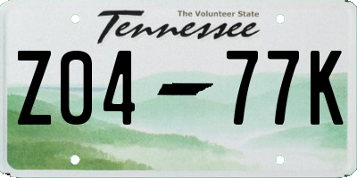 TN license plate Z0477K