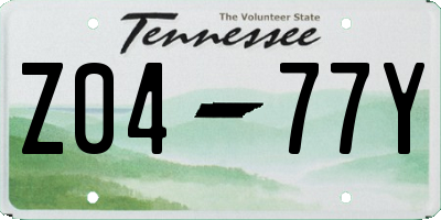 TN license plate Z0477Y