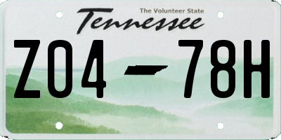 TN license plate Z0478H