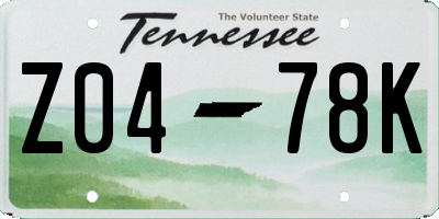 TN license plate Z0478K