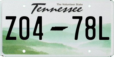TN license plate Z0478L