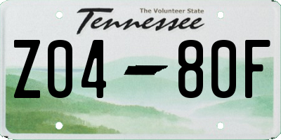 TN license plate Z0480F