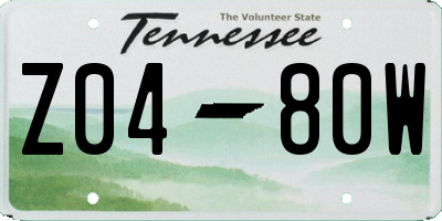 TN license plate Z0480W