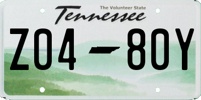 TN license plate Z0480Y